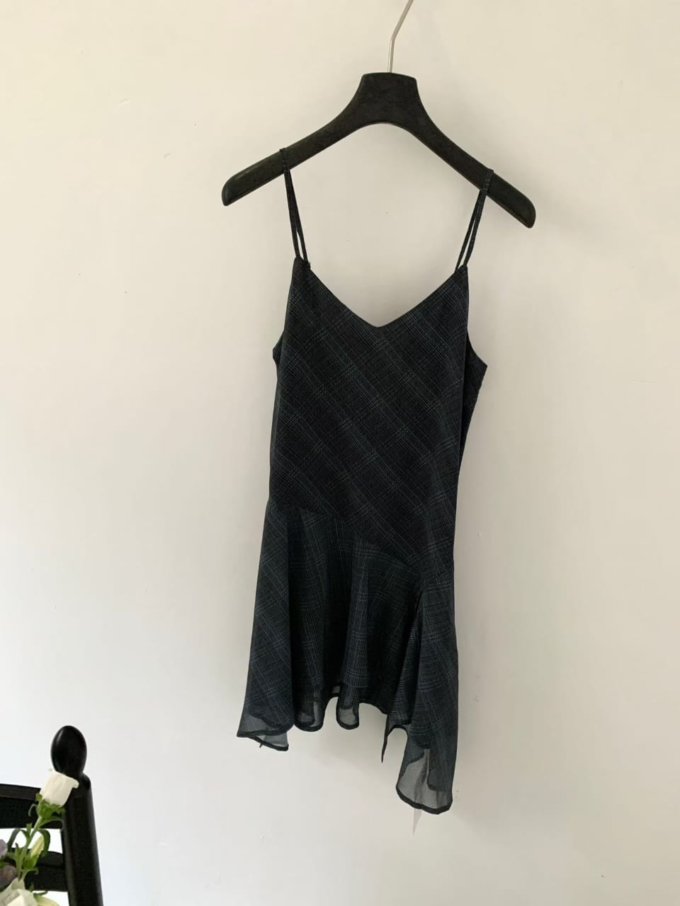 Blue grey slip dress - mirror outfit shot