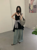 Black plaid slip dress - hanger shot