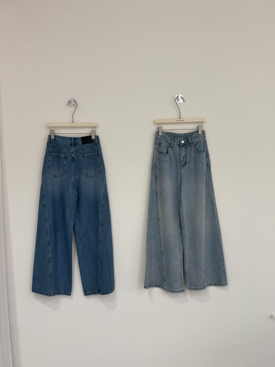 Vintage wash wide-leg jeans front view